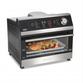Hamilton Beach Air Fryer Toaster Oven, 6 Slice Capacity, Black with Stainless Steel Accents, Model 31220