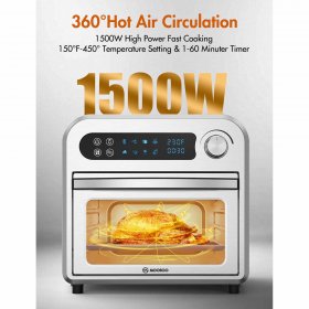MOOSOO Air Fryer Oven 1500W, 10.6 Quart Air Fryer, Oil-less Electric Air Fryer with Touchscreen, Dehydrator, Rotisserie Oven with Accessories
