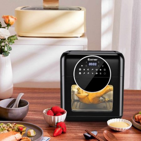 Costway 8-in-1 Air Fryer 10.6 Quart Digital Toaster Oven Rotisserie with Accessories