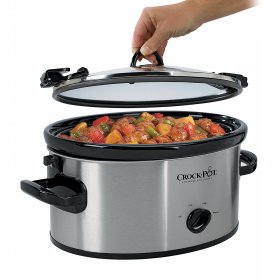 Crock-Pot Cook and Carry 6 Quart Oval Manual Portable Stainless Steel Slow Cooker