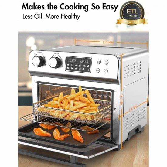 MOOSOO 10-in-1 Air Fryer Oven 24 Qt 1700W 100 Recipes Works Genuine Oil-Less ETL