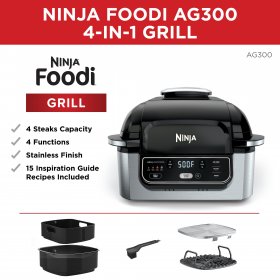 Ninja Foodi 4-in-1 Indoor Grill with 4-Quart Air Fryer, Roast, & Bake, AG300