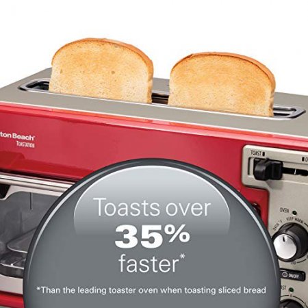 Hamilton Beach Toastation 2 Slice Toaster and Countertop Toaster Oven, Red, 22724