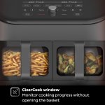 Instant Vortex Plus Dual Basket Air Fryer with ClearCook, 8 Quart, 8-in1 Air Fry, Roast, Broil, Bake, Reheat, Dehydrate, Black