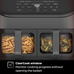 Instant Vortex Plus Dual Basket Air Fryer with ClearCook, 8 Quart, 8-in1 Air Fry, Roast, Broil, Bake, Reheat, Dehydrate, Black