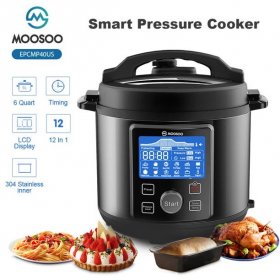 12-in-1 6Qt Electric Pressure Cooker Stainless Steel One-Touch Electric Pressure Pot with Digital LED Screen MP40