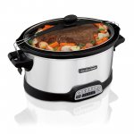 Hamilton Beach Programmable Stay or Go Slow Cooker, Clip-Tight Sealed Lid, 7 Quarts, Silver, Model 33576N