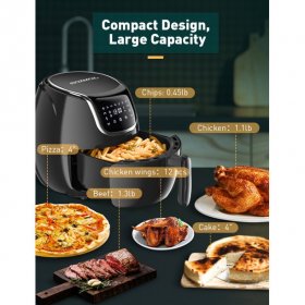 Rozmoz 4.2 QT Electric Air Fryer Hot Oven Oilless Cooker LED Touch Digital Screen with 7 Presets, Nonstick Square Basket