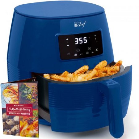 Deco Chef 5.8QT Digital Electric Air Fryer with Accessories and Cookbook- Air Frying, Roasting, Baking, Crisping, and Reheating for Healthier and Faster Cooking (Blue)