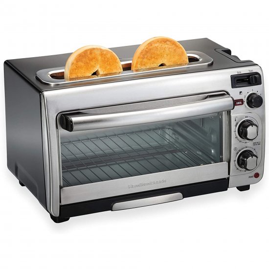 Hamilton Beach 2-in-1 Countertop Oven and Long Slot Toaster, Stainless Steel, 60 Minute Timer and Automatic Shut Off (31156)