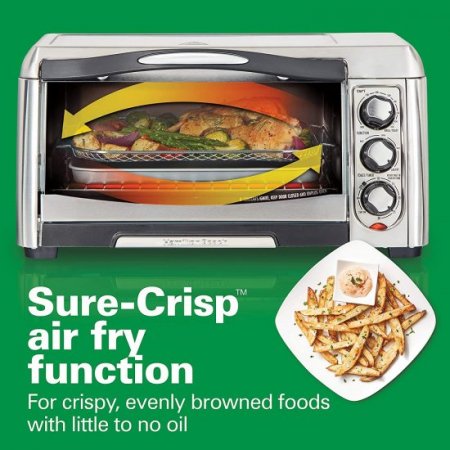 Hamilton Beach 31323 Sure-Crisp Air Fry Toaster Oven, 6 Slice Capacity, Stainless Steel (Renewed)