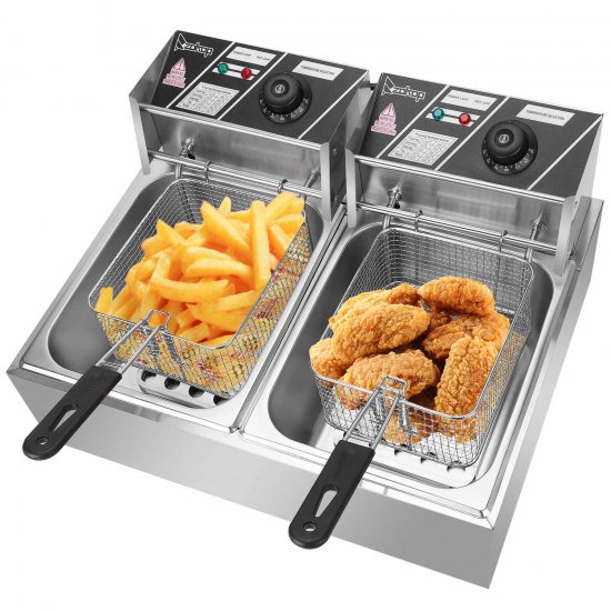 Zokop 5000W Electric Deep Fryer 12 Liter Commercial Tabletop Restaurant Fry Basket US