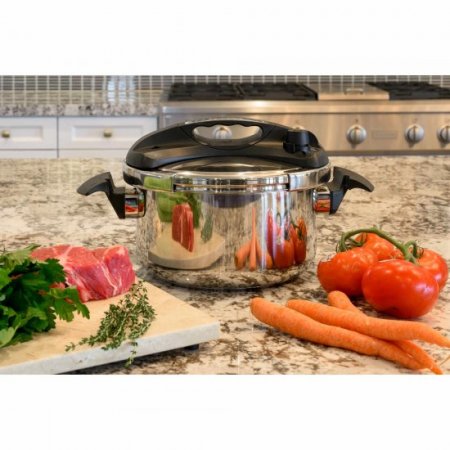 Pressure Cooker Stove-Top 6 Quart Turbo Stove with Easy-Lock Lid with Recipe Book