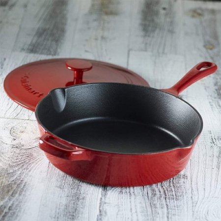 Cuisinart Chef'S Classic Enameled Cast Iron 12" (4.5 Qt.) Chicken Fryer-Cardinal Red