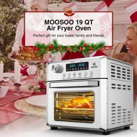 MOOSOO 19Qt Air Fryer Oven for Large Family, 8-in-1 Combo Convection Roaster with LED Display Convection Oven / Turbo Oven