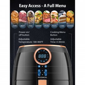 ROZMOZ 5.2Qt Air Fryer Oven 8 IN 1 Oil-less Air Fryer Cooker with Touchscreen and Air Fryer Cookbook, Black