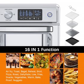 OSMOND 16 in 1 Air Fryer Oven, 22 QT Family Size Toaster Convection Oven with LCD Touch Screen, 360-Degree Air Circulation for Cooking Baking