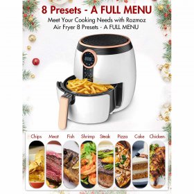 Rozmoz 5.2Qt Air Fryers, Oilless Air Fryer, Touchscreen Control Panel, 8 Cooking Preset Modes with Air Fryer Cookbook