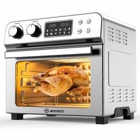 MOOSOO 10-in-1 Air Fryer Oven 24 Qt 1700W 100 Recipes Works Genuine Oil-Less ETL