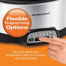 Hamilton Beach 7-Quart Programmable Slow Cooker With Flexible Easy Programming, Dishwasher-Safe Crock & Lid, Silver (33473) NEW