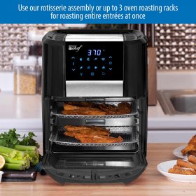 Deco Chef 12.7 QT Digital Air Fryer Oven with 8 Preset Cooking Modes,1700W Power, Cool-Touch Housing, Includes Rotisserie Set, 3 Roasting Racks, Oil Drip Tray, Rotating Basket, ETL Certified (Black)