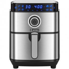 Moosoo Air Fryer 4.7 QT, 8 in 1 Stainless Steel Air Fryer Oven with Digital Screen & Removable Nonstick Basket MA13