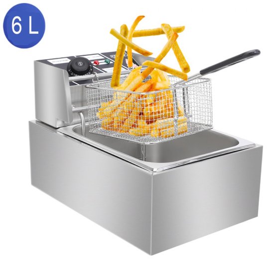 ZOKOP 6.3QT Electric Deep Fryer Countertop Deep Fryer Restaurant Stailless Steel