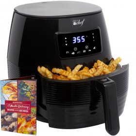 Deco Chef Digital Electric Air Fryer with Accessories and Cookbook- Air Frying, Roasting, Baking, Crisping, and Reheating for Healthier and Faster Cooking (Black)