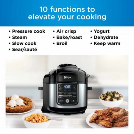 Ninja Foodi 10-in-1 8-quart XL Pressure Cooker Air Fryer Multicooker, Stainless, OS400