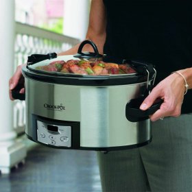 Crock-Pot 6 Quart Programmable Cook & Carry Slow Cooker with Digital Timer, Stainless Steel