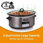 Crock Pot 8 Quart Programmable Slow Cooker, Black Stainless Steel SCCPVFC800-DS