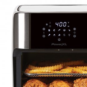PowerXL Air Fryer Pro Plus Extra-Large 12-Quart Air Fryer Oven Multi-Cooker with Bake, Roast, Broil, Pizza, Dehydrate, 3 Crisper Trays, Stainless Steel