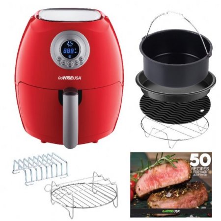 GoWISE USA 2.75-Quart Programmable Electric Air Fryer (Chili Red)