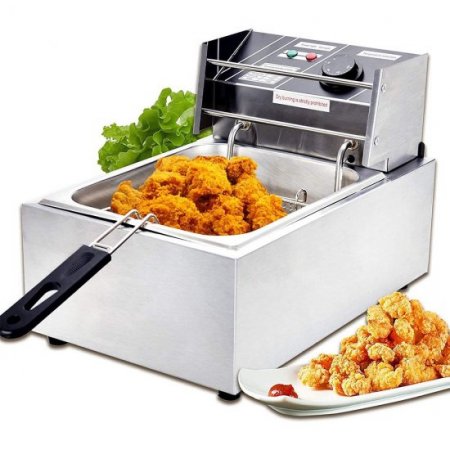 Deep Fryer Electric Deep Fryer with Basket and Lid, Large Capacity Deep Fryer Donut Deep Fryer, SEGMART Commercial Deep Fryer Stainless Steel Deep Fryer for Kitchen/Home Use, 6.3QT/6L/2500W, H622