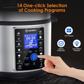 MOOSOO 10-in-1 Stainless Steel Electric Pressure Cooker 6qt Instant LCD Digital Pressure Pot, Yogurt Maker, Food Steamer, Slow Cooker, Rice Cooker & More