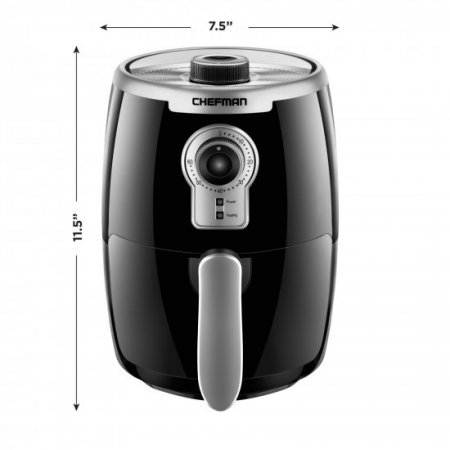 Chefman TurboFry Air Fryer w/ Adjustable Temp Control, Black, 2 Quart