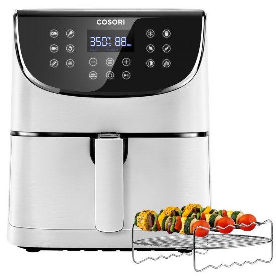 Cosori Premium 3.7-Quart Air Fryer with Bonus Skewer Rack Set (White)