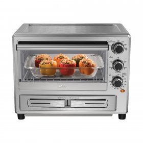 Oster Convection Oven with Dedicated Pizza Drawer, Stainless Steel (TSSTTVPZDS)