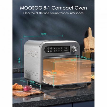 Stainless Steel Air Fryer Oven 10.6Qt 8 in 1 Electric Air Fryer Cooker with LED Digital Touchscreen, Air Fryer Cookbook-MA12