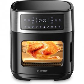 MOOSOO 10-in-1 Air Fryer Oven, 12.6 Quart Airfryer Toaster Oven Combo, LED Touch Screen,1600W Oilless Cooker for Air Fry, Roast, Bake, Grill With Dehydrate and Keep Warm Functions