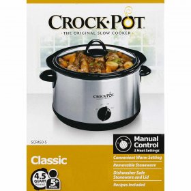Crock-Pot 4.5 Quart Manual Slow Cooker SCR450-S Silver