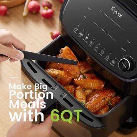 AF60 Digital Air Fryer, 6QT Large Capacity Air Fryer Oven, 8 Presets with Visible Ceramic Coated Basket for Roasting, Baking/Grilling, Black
