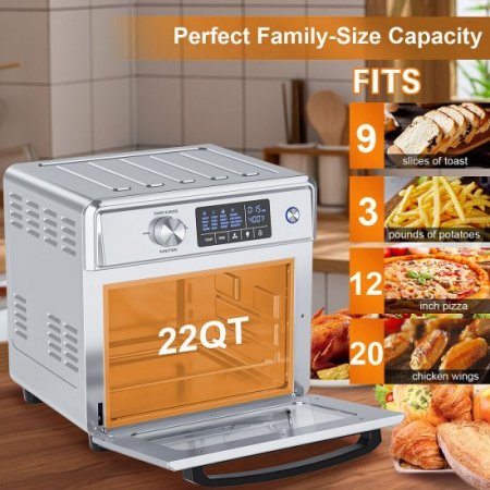 OSMOND 16 in 1 Air Fryer Oven, 22 QT Family Size Toaster Convection Oven with LCD Touch Screen, 360-Degree Air Circulation for Cooking Baking