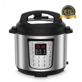Rozmoz 6 Quart Pressure Cooker 12-In-1 Electric Instant LCD Digital Pressure Pot, Stainless Steel