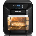 Costway 10.6 Quart Air Fryer Oven 1700W 7-in-1 Rotisserie Dehydrator with 8 Accessories Black