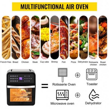 Air Fryer Oven, 12L /13QT 1700W Air Fryer Toaster Oven Combo for Large Family, 12 in 1 Air Fryer Oven Oil Less & Stainless Steel For Bake, Pizza, Defrost, Broil and Food Dehydrator