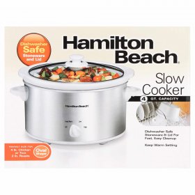 Hamilton Beach 4 Quart Oval Kitchen Countertop Slow Cooker, Model# 33140V