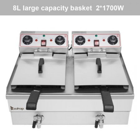 Ktaxon 25Qt Stainless Steel Double Electric Deep Fryer Commercial Restaurant