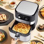 Costway 5.3 QT Electric Hot Air Fryer 1700W Stainless steel Non-Stick Fry Basket