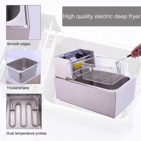 1700W 6.5QT Stainless Steel Electric Deep Fryer with Removable Basket and Lid for Home Kitchen